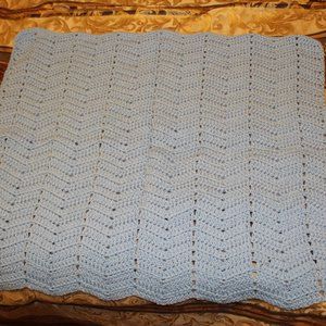 Homemade Crochet Baby Blanket (Light Blue)